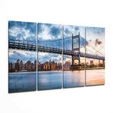 Sunset in Manhattan 4 Pieces Mega Glass Wall Art (59"x36") | Insigne Art Design.